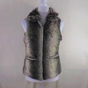 NWOT KC Collections Reversible Thick Fur Pile w Nylon Vest M